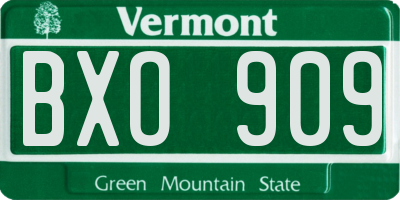 VT license plate BXO909
