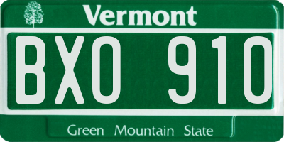 VT license plate BXO910
