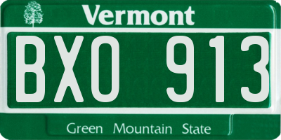 VT license plate BXO913