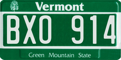 VT license plate BXO914