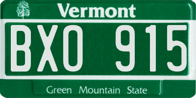 VT license plate BXO915