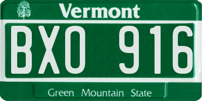 VT license plate BXO916
