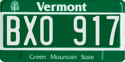 VT license plate BXO917