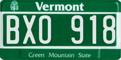 VT license plate BXO918