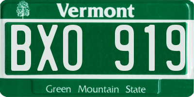 VT license plate BXO919