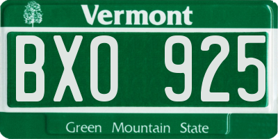 VT license plate BXO925