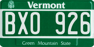 VT license plate BXO926