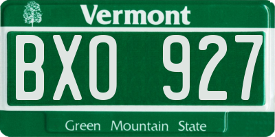 VT license plate BXO927