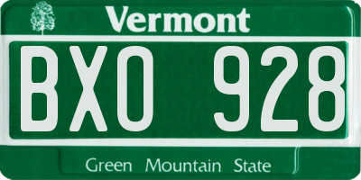 VT license plate BXO928