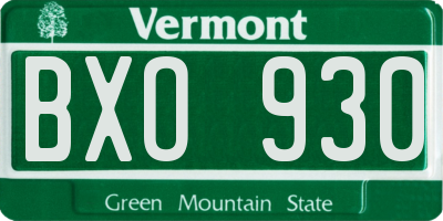 VT license plate BXO930