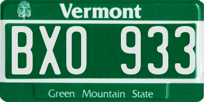 VT license plate BXO933