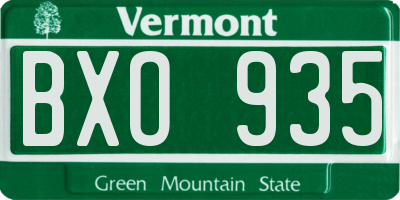 VT license plate BXO935