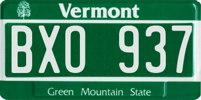 VT license plate BXO937