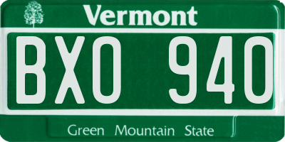 VT license plate BXO940