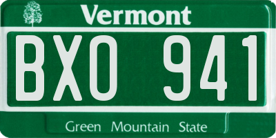 VT license plate BXO941