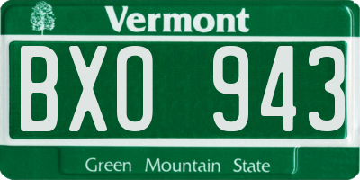 VT license plate BXO943
