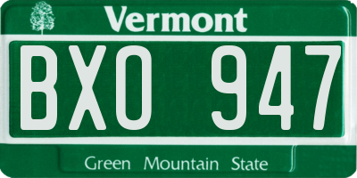 VT license plate BXO947