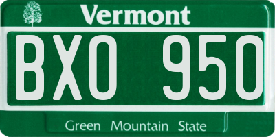 VT license plate BXO950