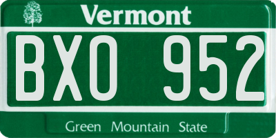 VT license plate BXO952