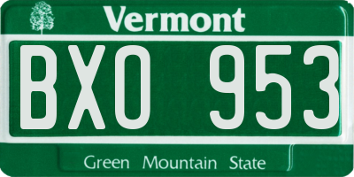 VT license plate BXO953
