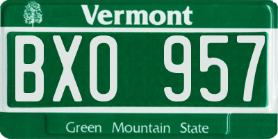 VT license plate BXO957