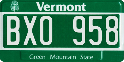 VT license plate BXO958