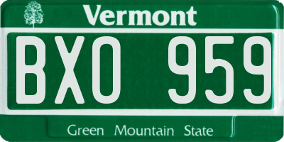 VT license plate BXO959