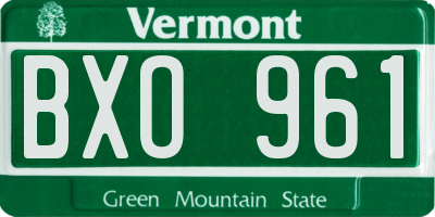 VT license plate BXO961