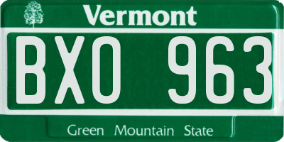 VT license plate BXO963