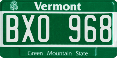 VT license plate BXO968