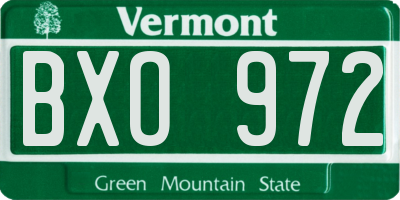 VT license plate BXO972