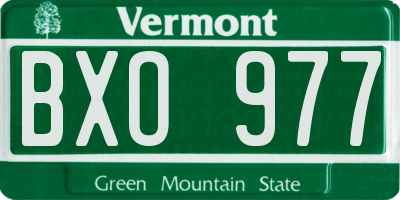 VT license plate BXO977