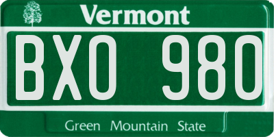 VT license plate BXO980