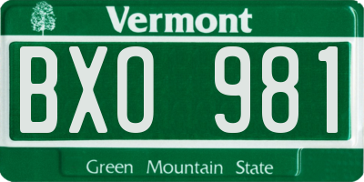 VT license plate BXO981