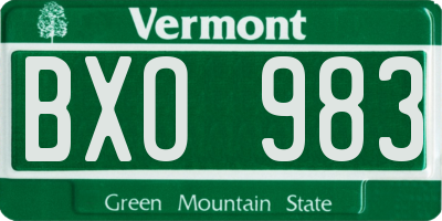 VT license plate BXO983