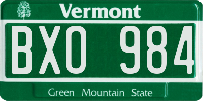 VT license plate BXO984