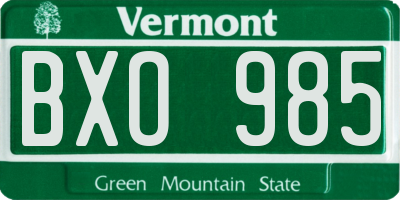 VT license plate BXO985