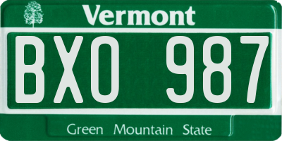 VT license plate BXO987