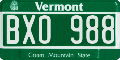 VT license plate BXO988