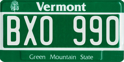 VT license plate BXO990