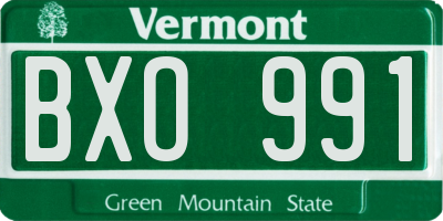 VT license plate BXO991