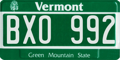 VT license plate BXO992