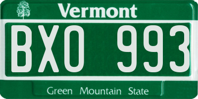 VT license plate BXO993