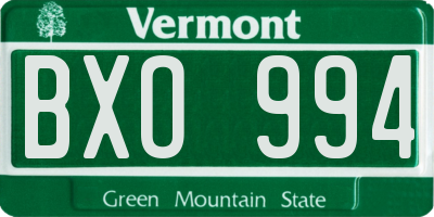 VT license plate BXO994