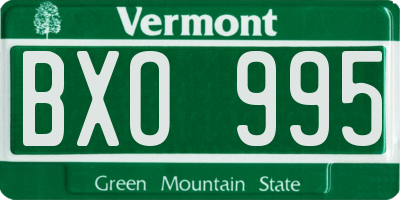 VT license plate BXO995