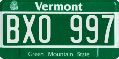VT license plate BXO997