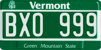 VT license plate BXO999