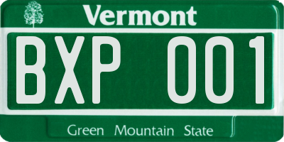 VT license plate BXP001
