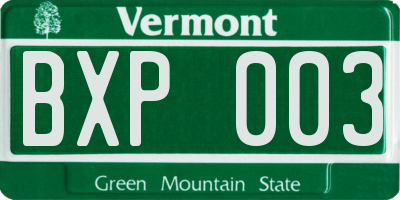 VT license plate BXP003