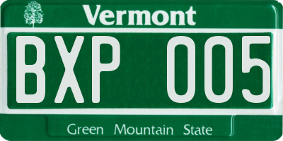 VT license plate BXP005